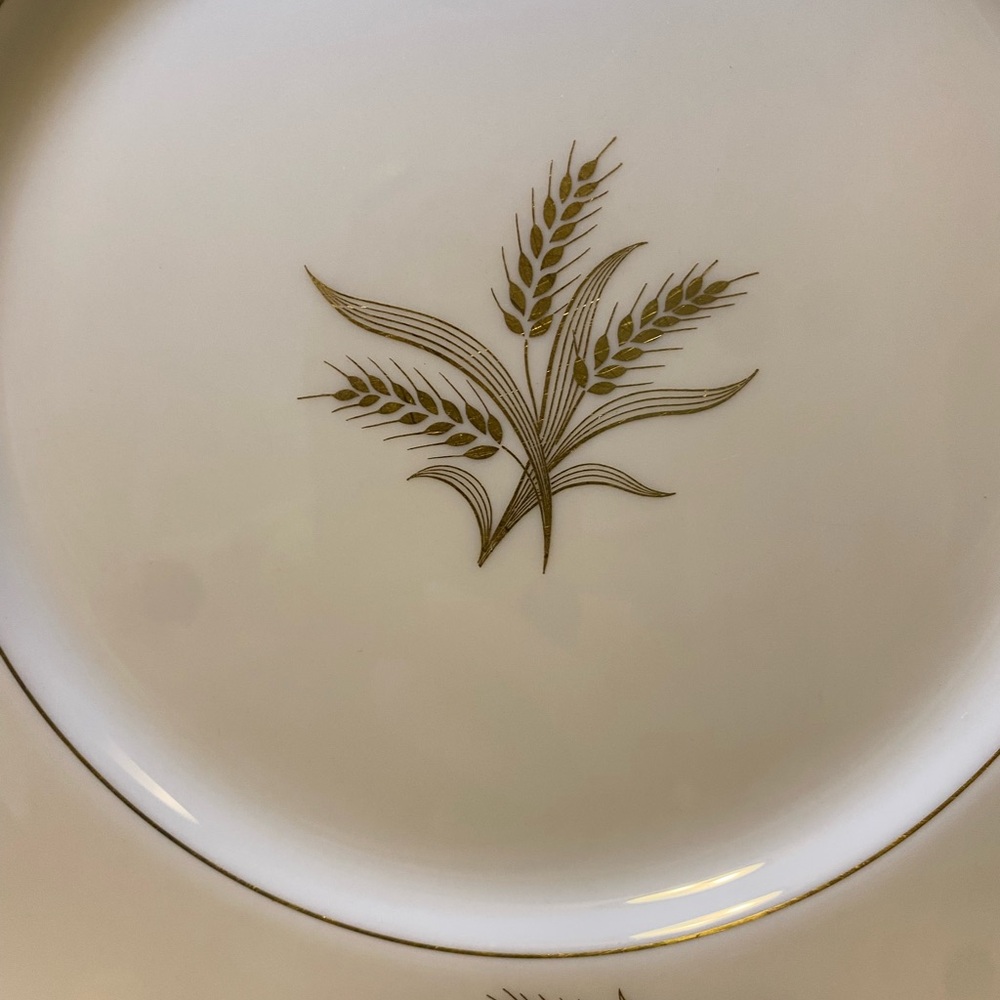 Set Of 8 Lenox Harvest Cream And Gold Dinner Plates - Picture 2 of 12